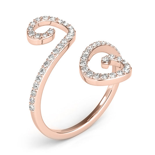 MauliJewels 0.75 CT Round Diamond Open Swirl Ring for Women, Modern Twist Design in 10K Rose, White and Yellow Gold