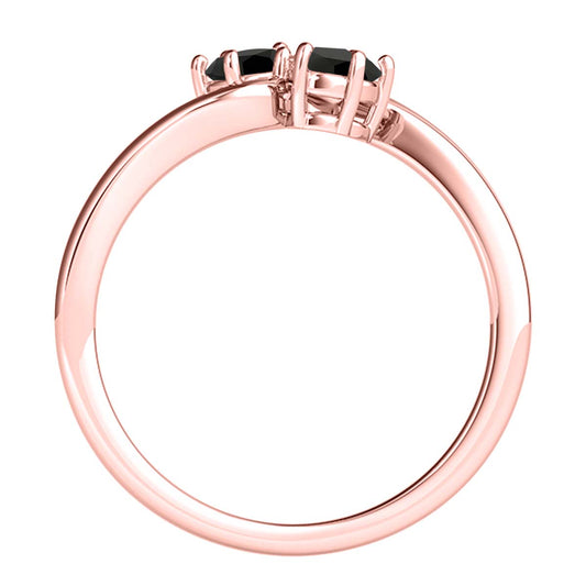 MauliJewels Women's 1 Carat Two Stone Black Diamond Engagement Ring 10K Rose, White and Yellow Gold Prong Setting Round Cut Natural Diamonds - Mauli Jewels