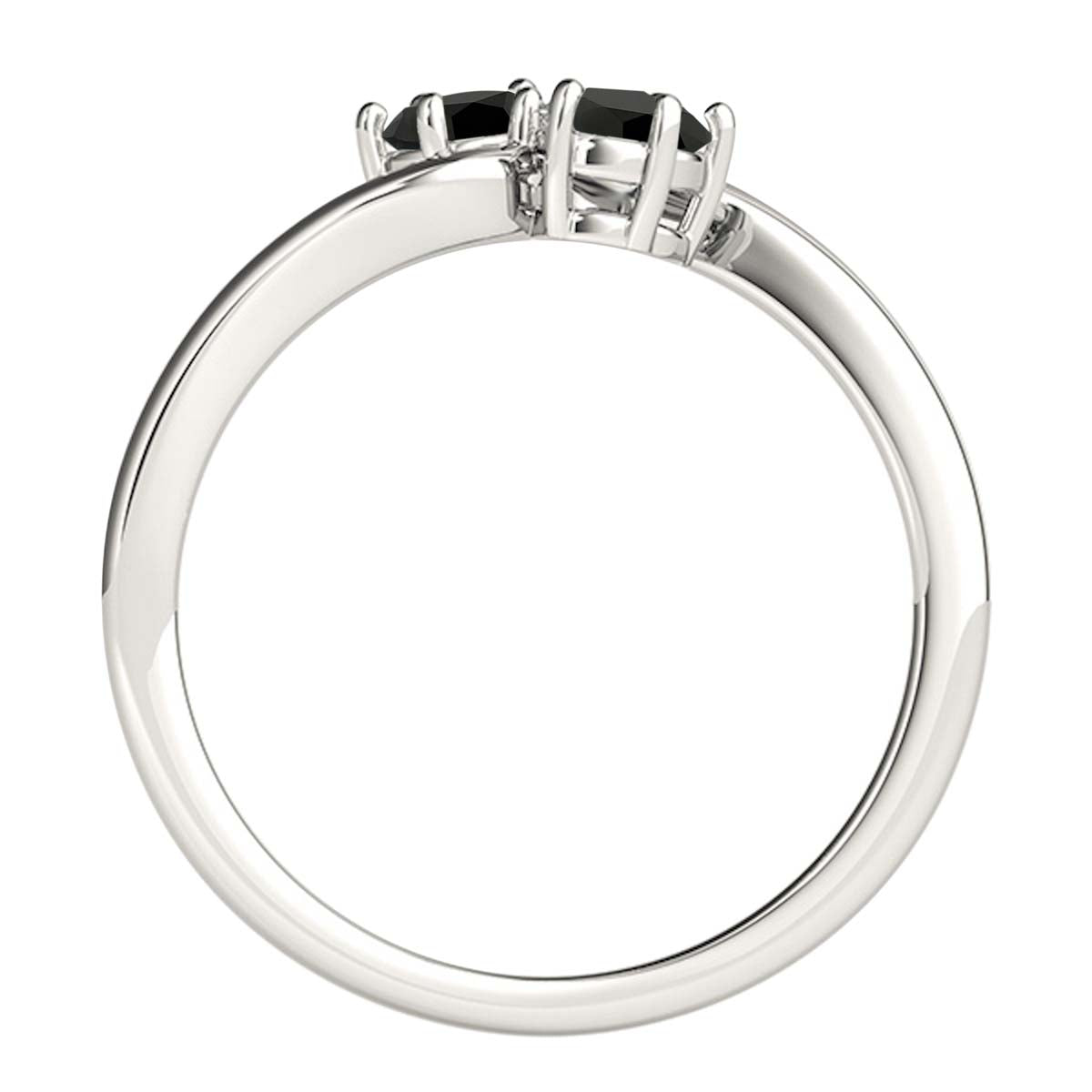 MauliJewels Women's 1 Carat Two Stone Black Diamond Engagement Ring 10K Rose, White and Yellow Gold Prong Setting Round Cut Natural Diamonds - Mauli Jewels