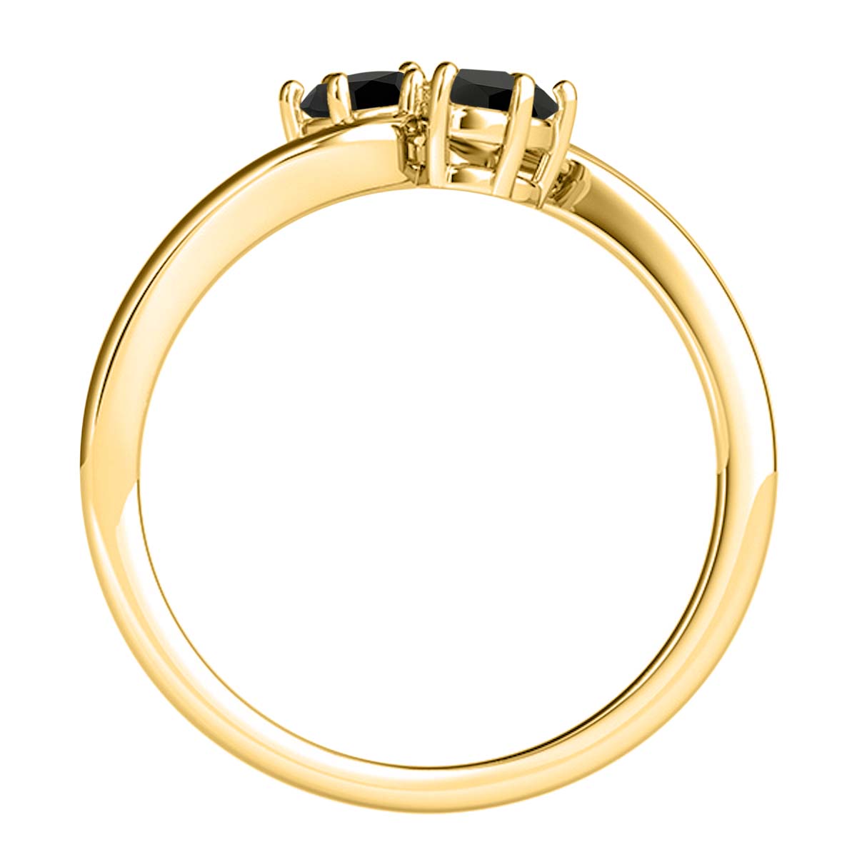 MauliJewels Women's 1 Carat Two Stone Black Diamond Engagement Ring 10K Rose, White and Yellow Gold Prong Setting Round Cut Natural Diamonds - Mauli Jewels