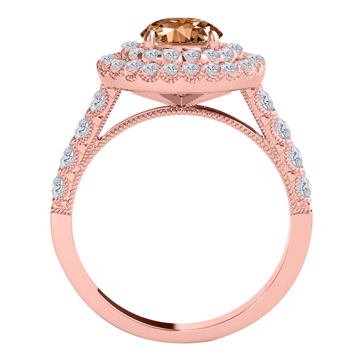 MauliJewels 1.90 Carat Morganite and Diamond Ring for Women in 14K Rose, White or Yellow Gold Round Prong Set Engagement Ring, Bridal Ring - Mauli Jewels