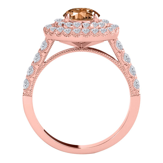 MauliJewels 1.90 Carat Morganite and Diamond Ring for Women in 14K Rose, White or Yellow Gold Round Prong Set Engagement Ring, Bridal Ring - Mauli Jewels