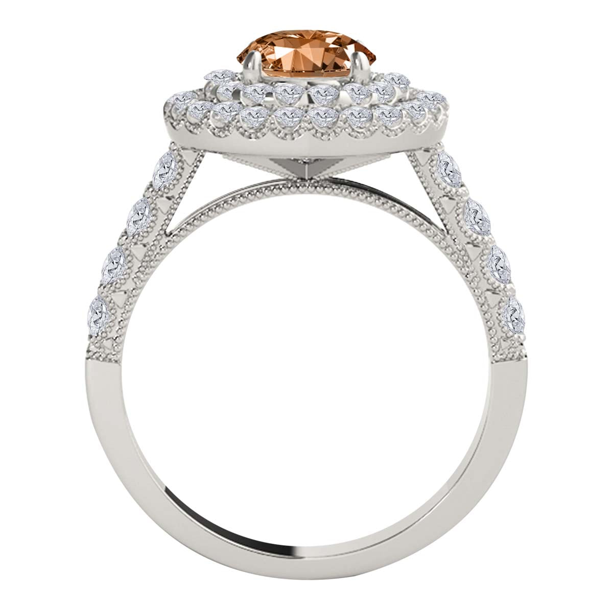 MauliJewels 1.90 Carat Morganite and Diamond Ring for Women in 14K Rose, White or Yellow Gold Round Prong Set Engagement Ring, Bridal Ring - Mauli Jewels
