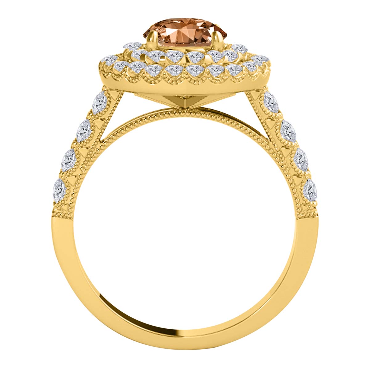 MauliJewels 1.90 Carat Morganite and Diamond Ring for Women in 14K Rose, White or Yellow Gold Round Prong Set Engagement Ring, Bridal Ring - Mauli Jewels