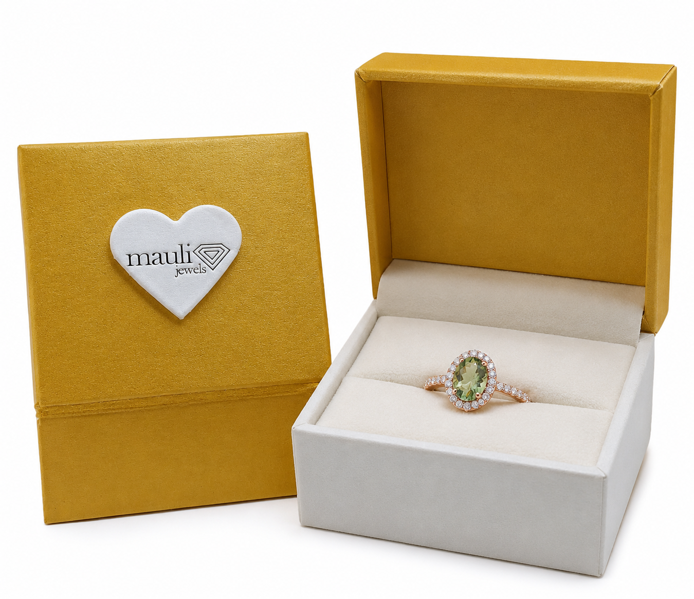 Mauli Jewels Green Amethyst Ring for Women in 10K Rose, White and Yellow Gold, 2.50 Carat Oval Green Amethyst and Diamond Ring, Antique Style Gemstone Ring, Birthstone Jewelry Gift (Copy) - Mauli Jewels