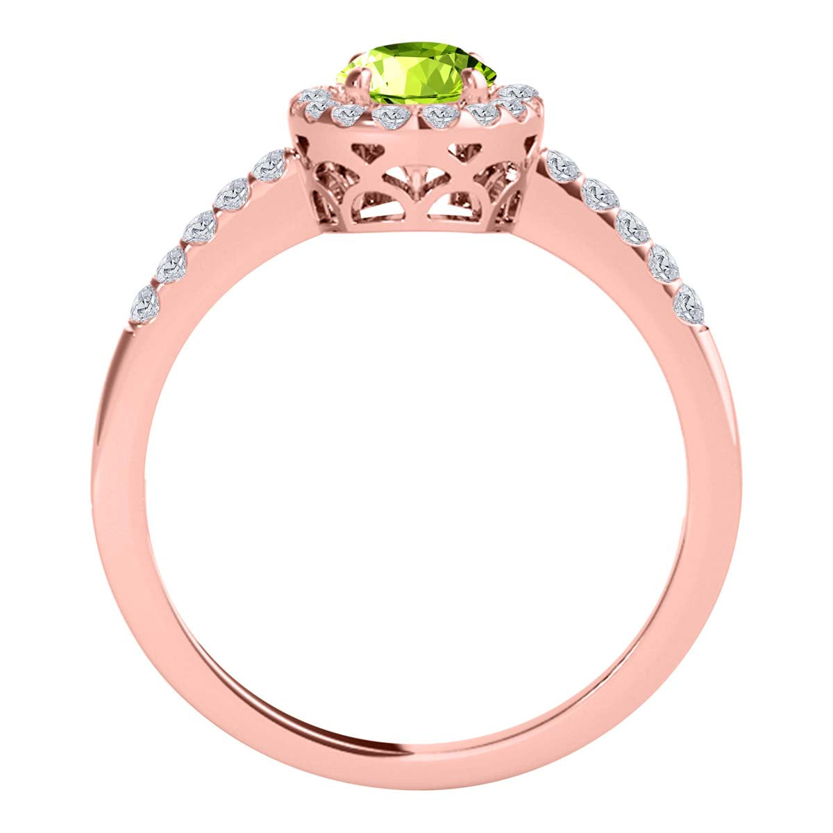 Mauli Jewels Peridot Ring for Women in 10K Rose, White and Yellow Gold, 2.50 Carat Oval Peridot and Diamond Ring, Antique Style Gemstone Ring, Birthstone Jewelry Gift - Mauli Jewels