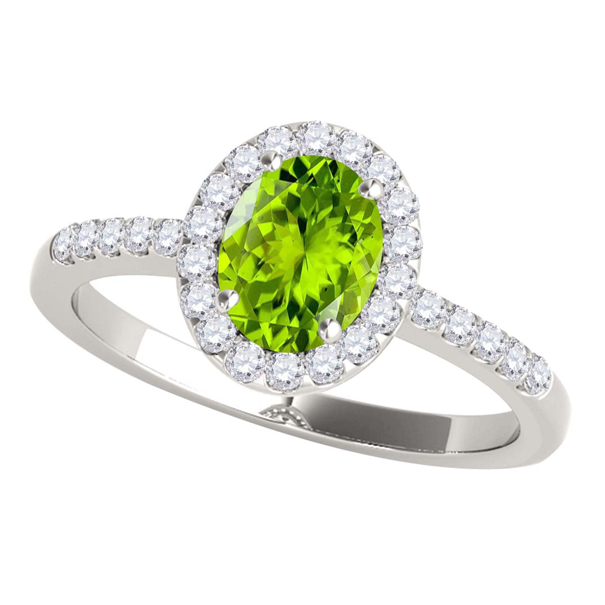 Mauli Jewels Peridot Ring for Women in 10K Rose, White and Yellow Gold, 2.50 Carat Oval Peridot and Diamond Ring, Antique Style Gemstone Ring, Birthstone Jewelry Gift - Mauli Jewels