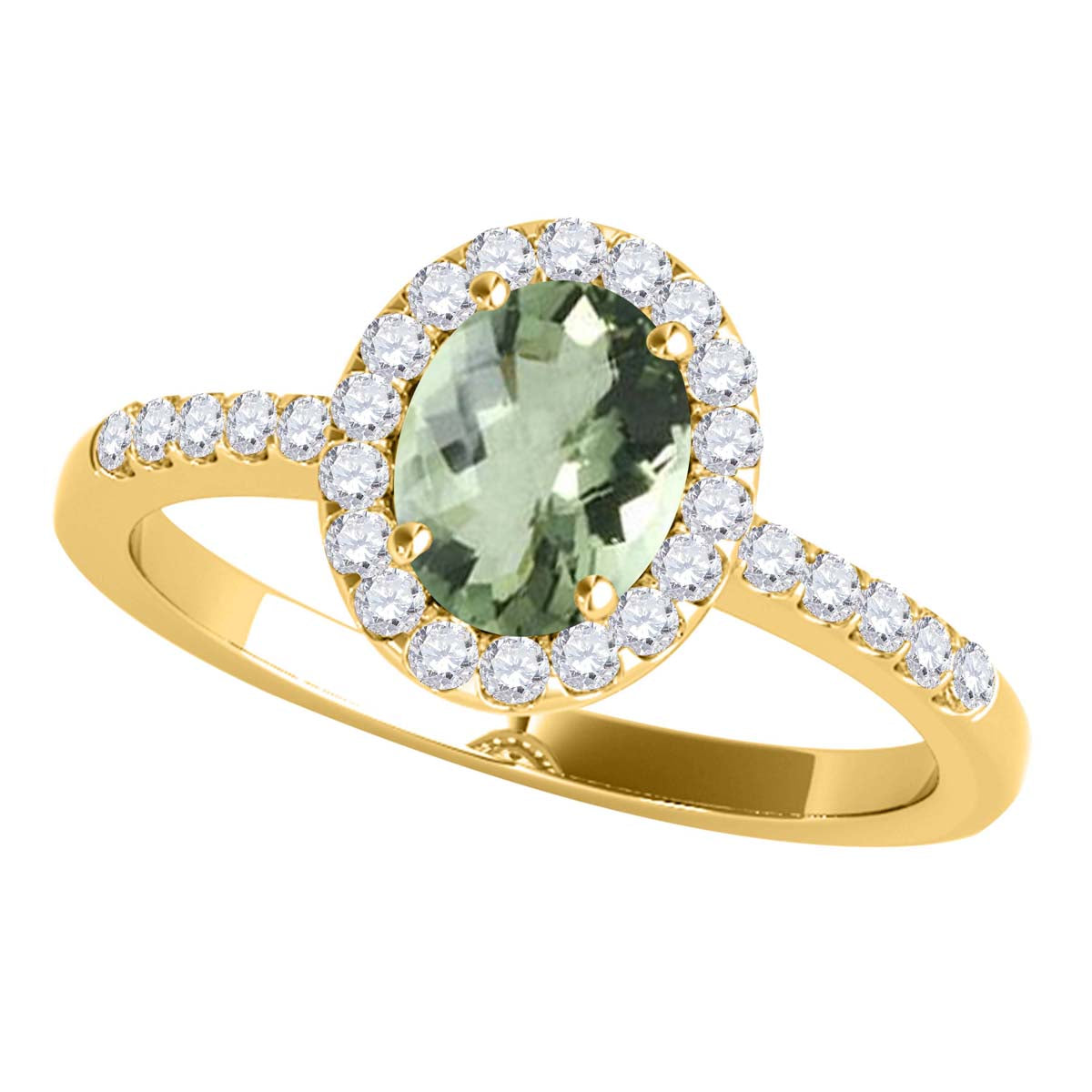 Mauli Jewels Green Amethyst Ring for Women in 10K Rose, White and Yellow Gold, 2.50 Carat Oval Green Amethyst and Diamond Ring, Antique Style Gemstone Ring, Birthstone Jewelry Gift (Copy) - Mauli Jewels