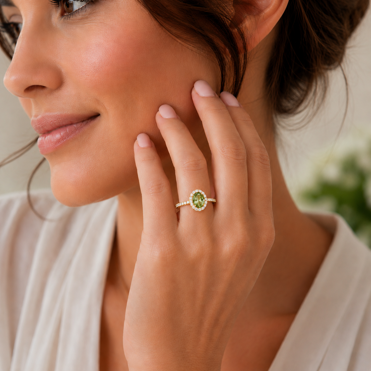 Mauli Jewels Green Amethyst Ring for Women in 10K Rose, White and Yellow Gold, 2.50 Carat Oval Green Amethyst and Diamond Ring, Antique Style Gemstone Ring, Birthstone Jewelry Gift (Copy) - Mauli Jewels
