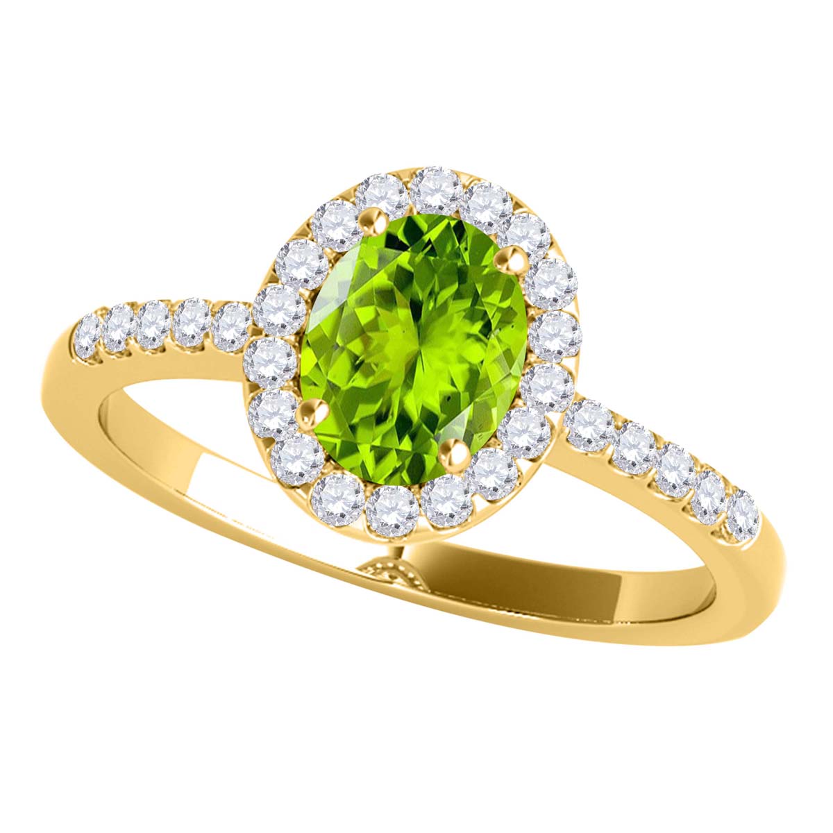 Mauli Jewels Peridot Ring for Women in 10K Rose, White and Yellow Gold, 2.50 Carat Oval Peridot and Diamond Ring, Antique Style Gemstone Ring, Birthstone Jewelry Gift - Mauli Jewels