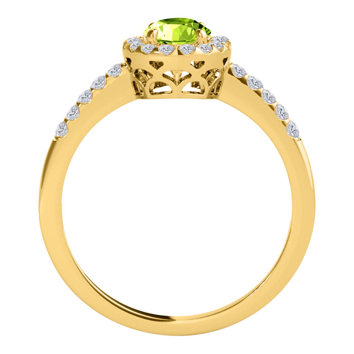Mauli Jewels Peridot Ring for Women in 10K Rose, White and Yellow Gold, 2.50 Carat Oval Peridot and Diamond Ring, Antique Style Gemstone Ring, Birthstone Jewelry Gift - Mauli Jewels