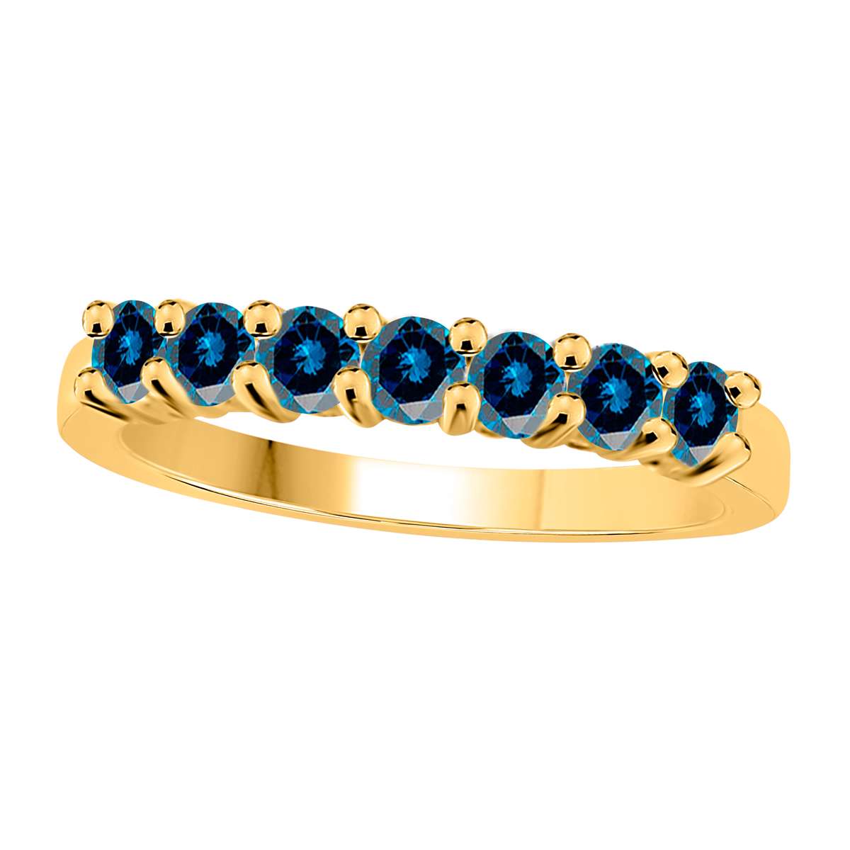 Radiant Royalty: Finger Rings for Women: Luxurious 7-Diamond Crown Ring with total 1 Carat Natural Blue Diamonds in 10K Yellow, White, and Rose Gold - Ideal for Engagement, Anniversary, and Special Occasions - MauliJewels