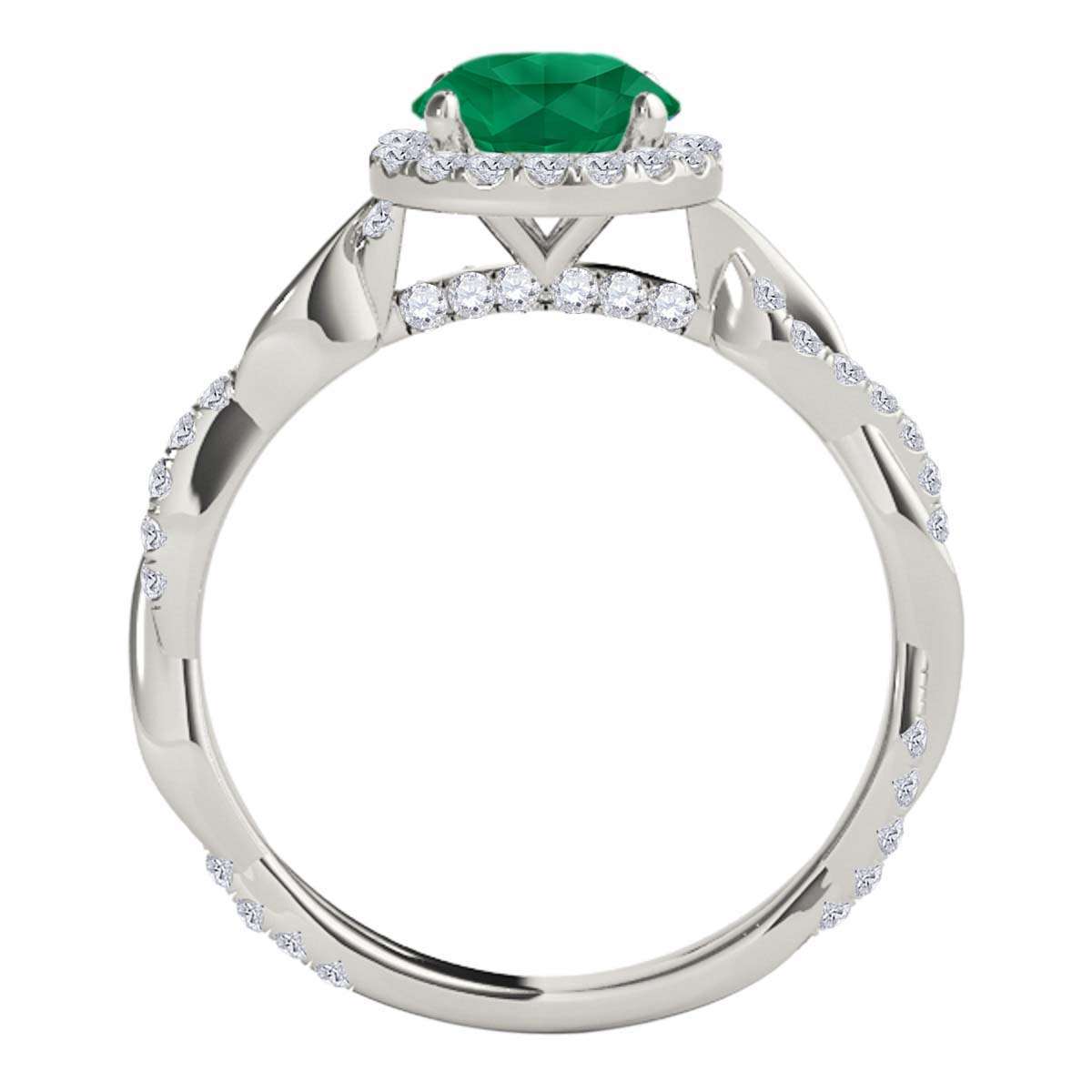 1.35 Carat Intertwined Shank Emerald 4-prong Ring in 14k solid Rose White & Yellow Gold