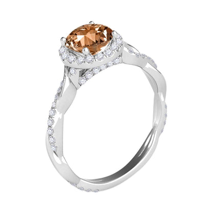 1.35 Carat Intertwined Shank Morganite 4-prong Ring in 14k solid Rose White & Yellow Gold