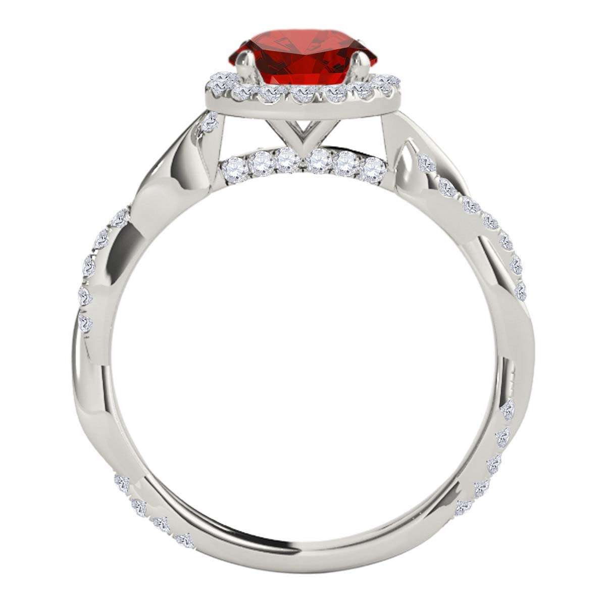 1.35 Carat Intertwined Shank Red Diamond 4-prong Ring in 14k solid Rose White & Yellow Gold