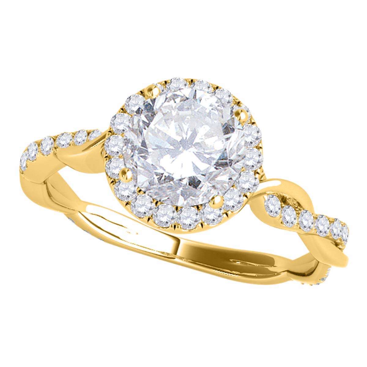 1.35 Carat Intertwined Shank Diamond 4-prong Ring in 14k solid Rose White & Yellow Gold