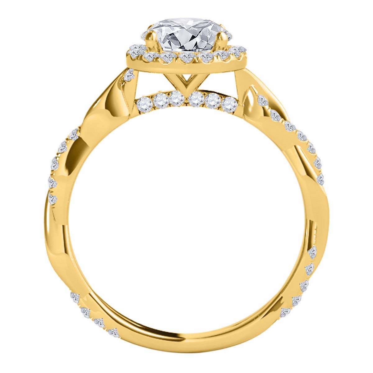 1.35 Carat Intertwined Shank Diamond 4-prong Ring in 14k solid Rose White & Yellow Gold