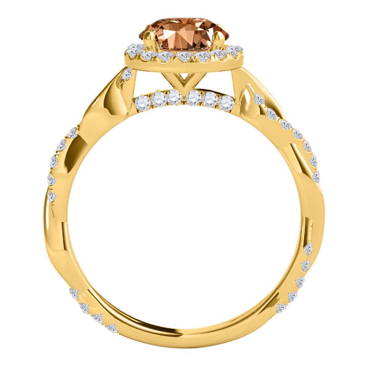 1.35 Carat Intertwined Shank Morganite 4-prong Ring in 14k solid Rose White & Yellow Gold