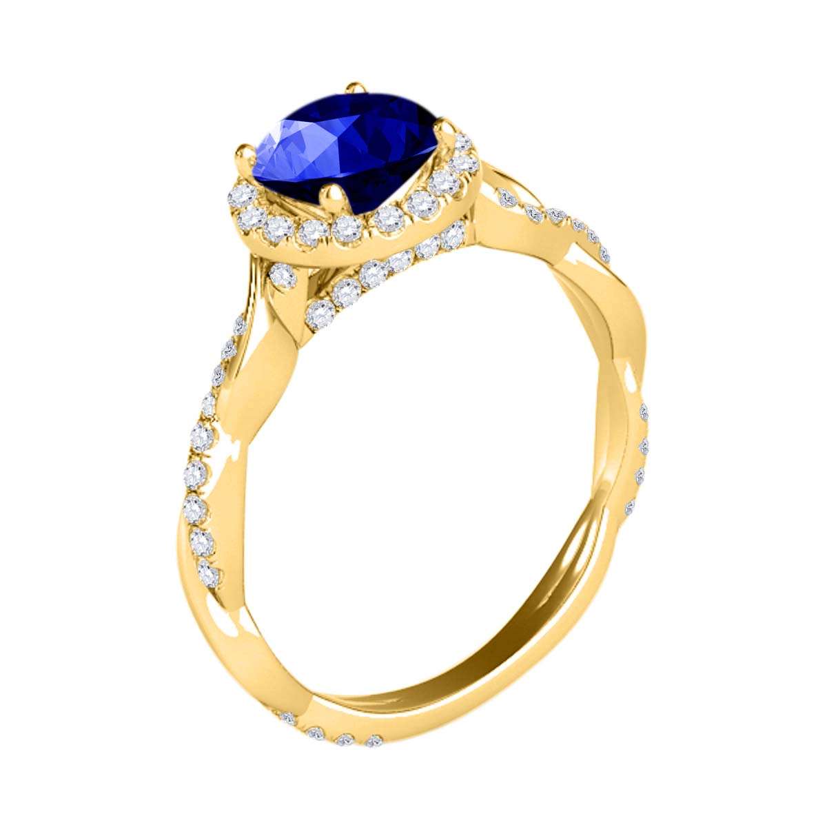 1.35 Carat Intertwined Shank Tanzanite 4-prong Ring in 14k solid Rose White & Yellow Gold