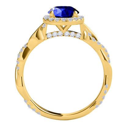 1.35 Carat Intertwined Shank Tanzanite 4-prong Ring in 14k solid Rose White & Yellow Gold