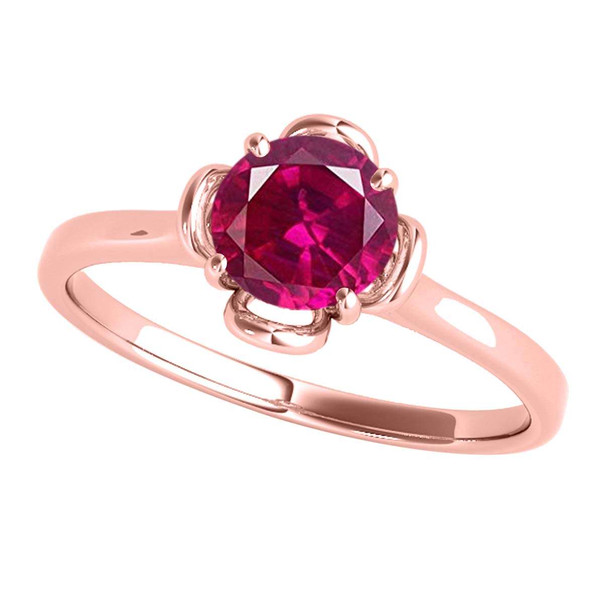 0.45 Carat Solitaire Ruby Engagement Wedding Ring In 10K Solid Rose White & Yellow Gold