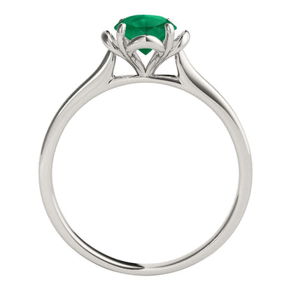 0.45 Carat Solitaire Emerald Engagement Wedding Ring In 10K Solid Rose White & Yellow Gold