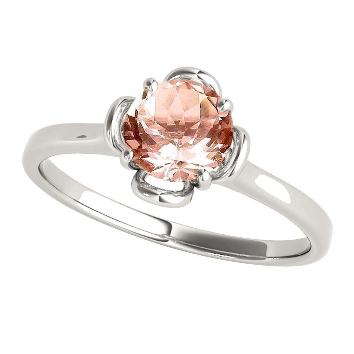 0.45 Carat Solitaire Morganite Engagement Wedding Ring In 10K Solid Rose White & Yellow Gold