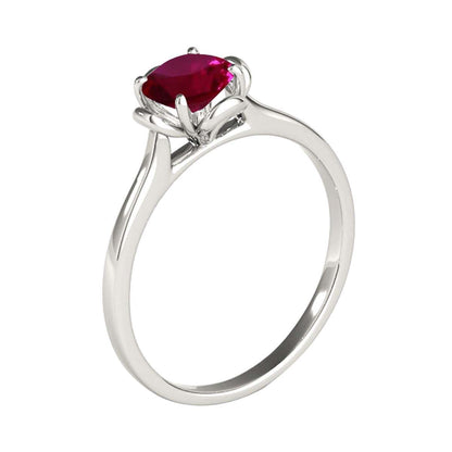 0.45 Carat Solitaire Ruby Engagement Wedding Ring In 10K Solid Rose White & Yellow Gold