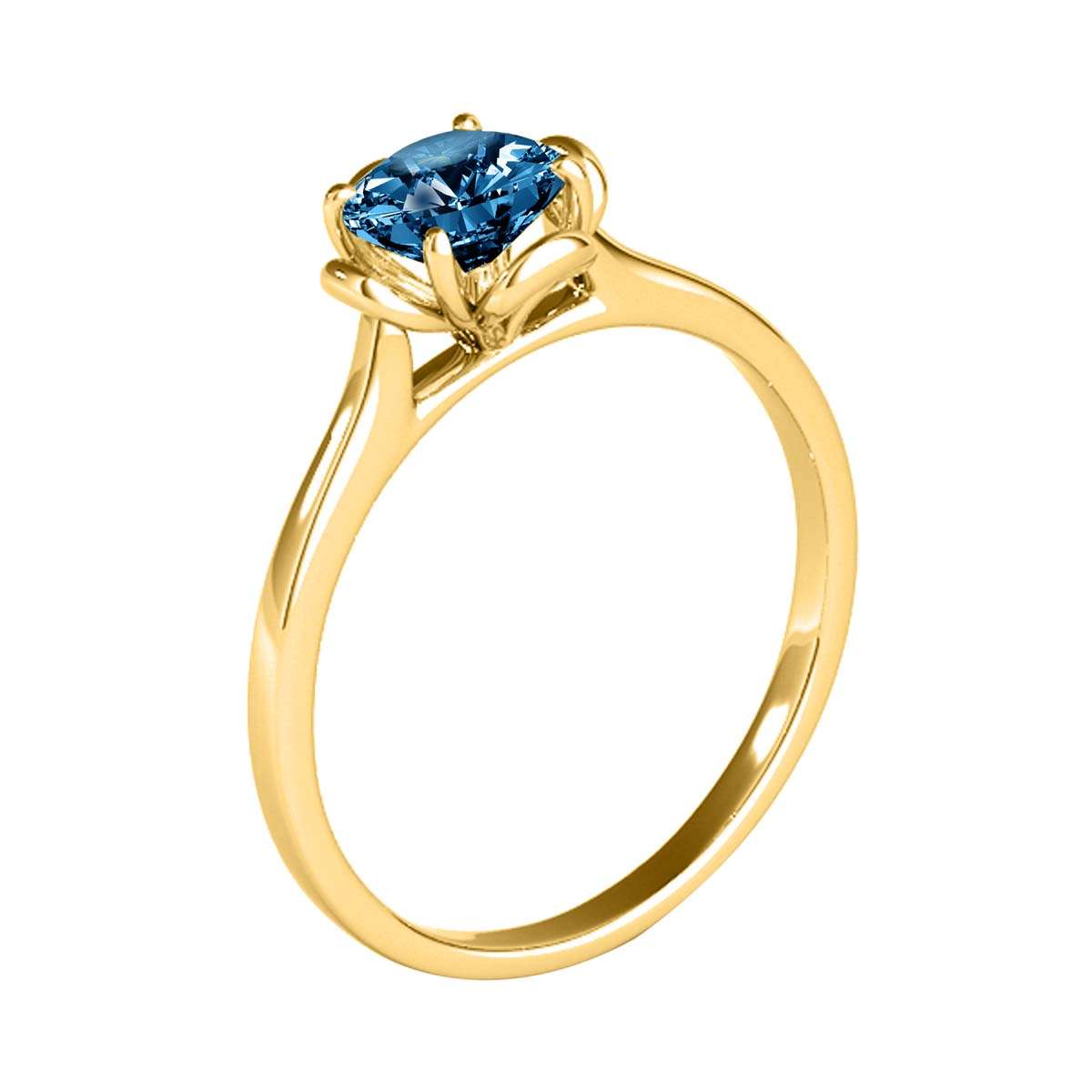 0.35 Carat Solitaire Blue Diamond Engagement Wedding Ring In 10K Solid Rose White & Yellow Gold