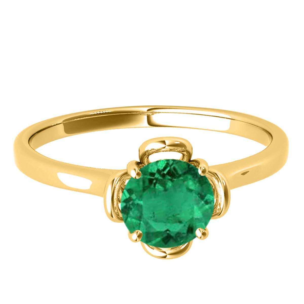 0.45 Carat Solitaire Emerald Engagement Wedding Ring In 10K Solid Rose White & Yellow Gold