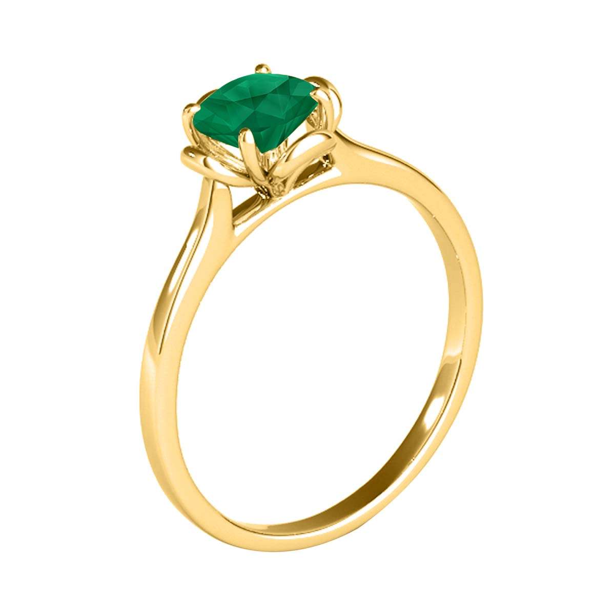 0.45 Carat Solitaire Emerald Engagement Wedding Ring In 10K Solid Rose White & Yellow Gold