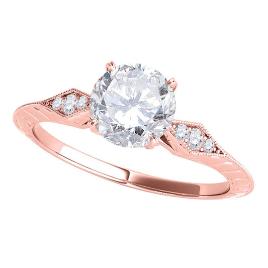 3/4 Carat White Diamond Engagement Wedding Ring In 14K Solid Rose White & Yellow Gold Mauli Jewels