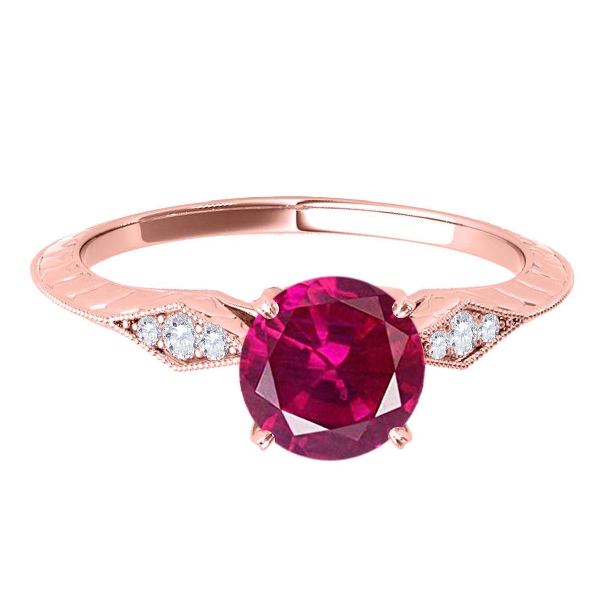 0.85 Carat Red Ruby Engagement Wedding Ring In 14K Solid Rose White & Yellow Gold