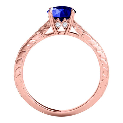 0.85 Carat Blue Tanzanite Engagement Wedding Ring In 14K Solid Rose White & Yellow Gold