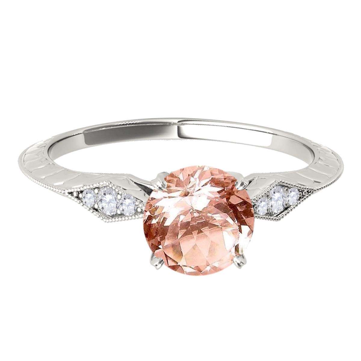 0.85 Carat Brownish Morganite Engagement Wedding Ring In 14K Solid Rose White & Yellow Gold