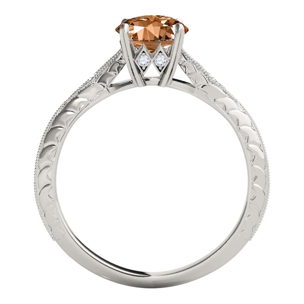 0.85 Carat Brownish Morganite Engagement Wedding Ring In 14K Solid Rose White & Yellow Gold