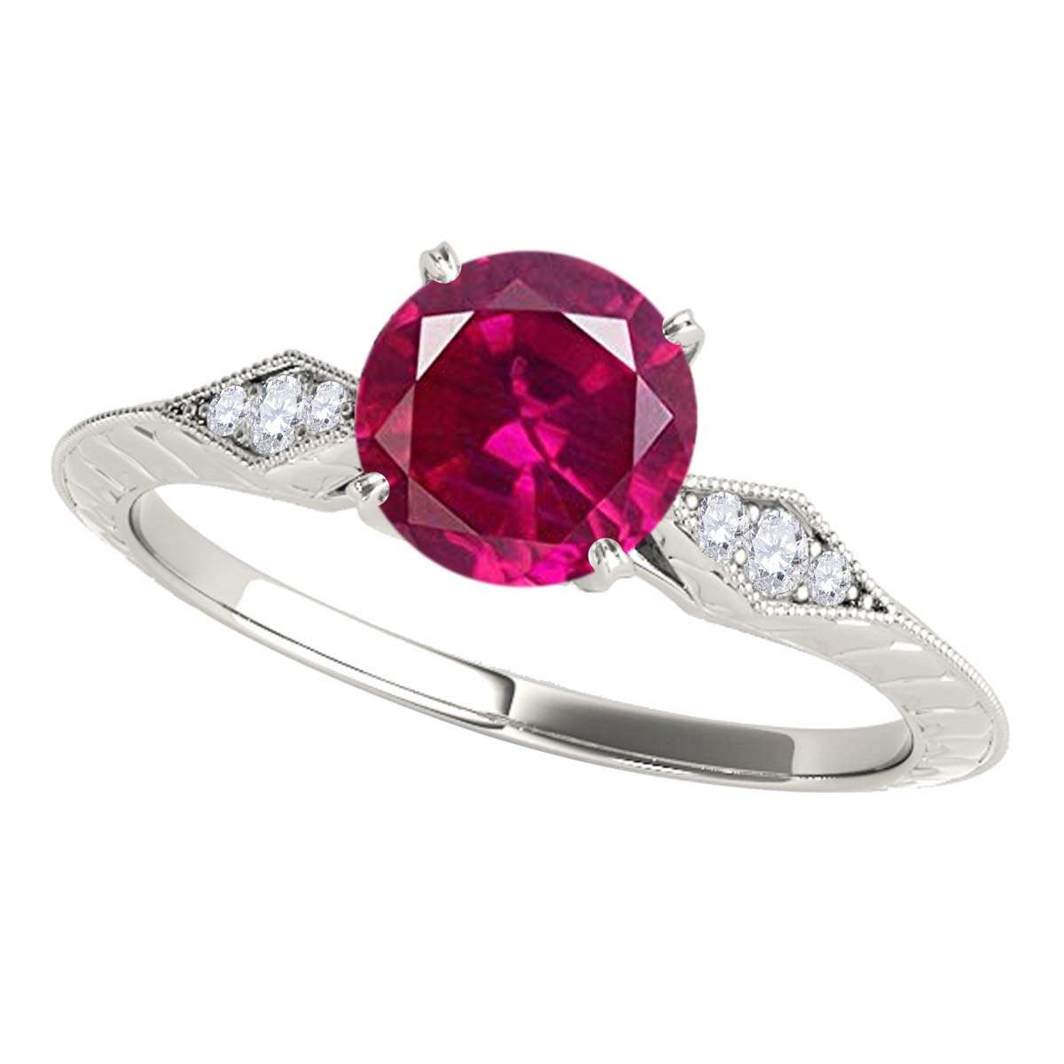 0.85 Carat Red Ruby Engagement Wedding Ring In 14K Solid Rose White & Yellow Gold