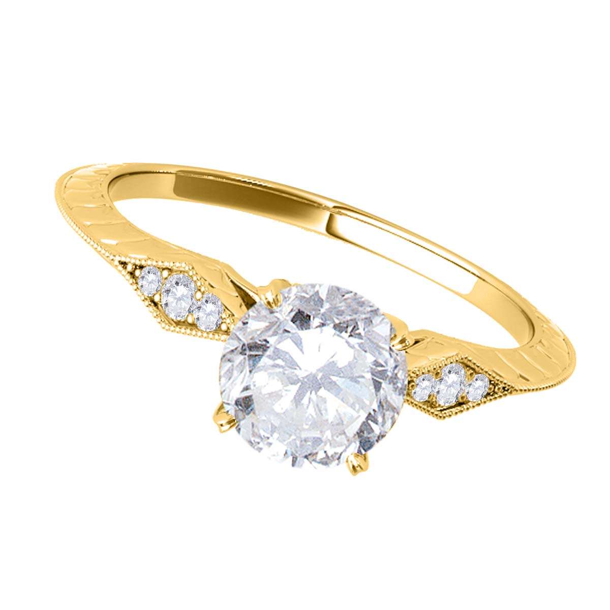 3/4 Carat White Diamond Engagement Wedding Ring In 14K Solid Rose White & Yellow Gold