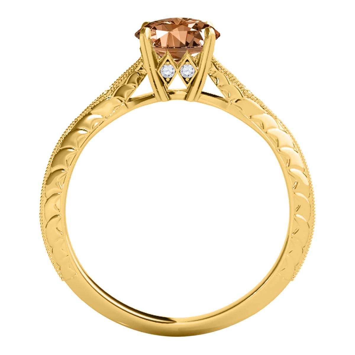 0.85 Carat Brownish Morganite Engagement Wedding Ring In 14K Solid Rose White & Yellow Gold