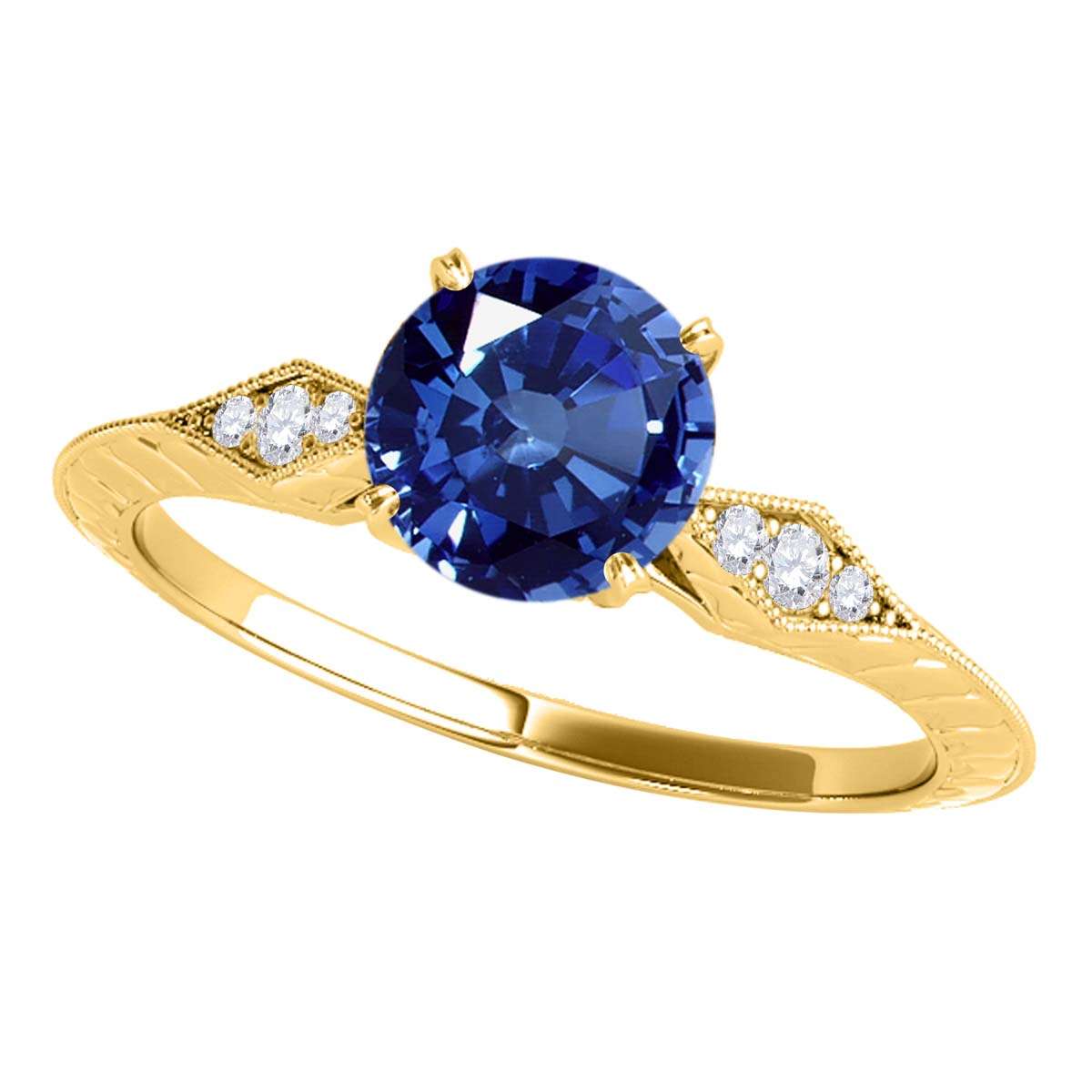 0.85 Carat Blue Tanzanite Engagement Wedding Ring In 14K Solid Rose White & Yellow Gold