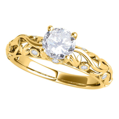 3/4 Carat Diamond Engagement Wedding Ring In 14K Solid Rose White & Yellow Gold