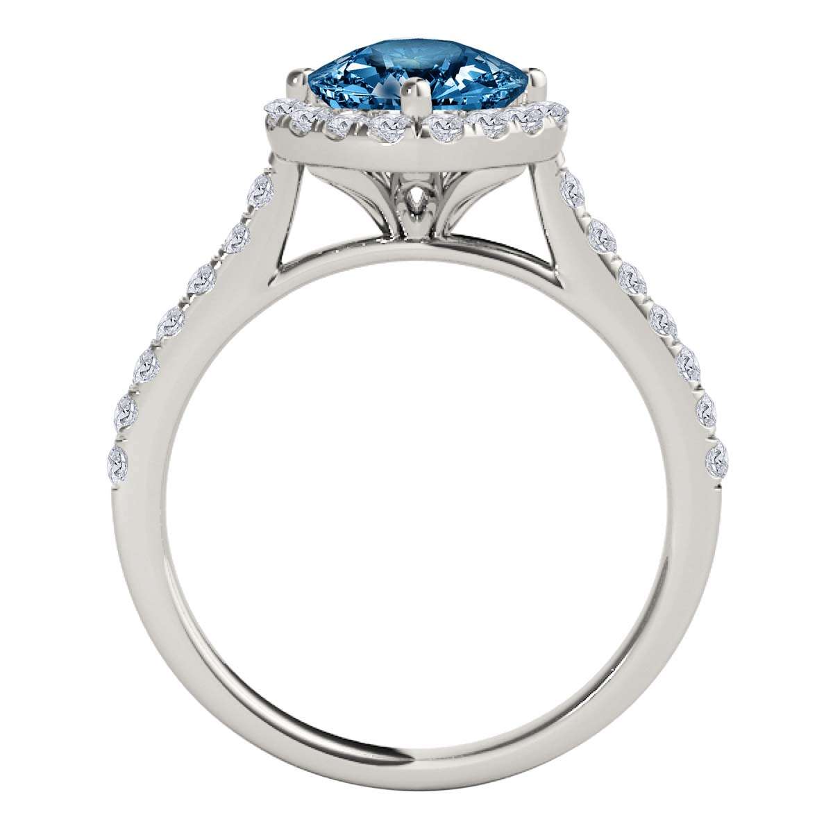 1.00 Carat Blue Halo Diamond Engagement Wedding Ring In 14K Solid Rose White & Yellow Gold