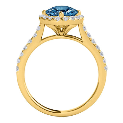 1.00 Carat Blue Halo Diamond Engagement Wedding Ring In 14K Solid Rose White & Yellow Gold