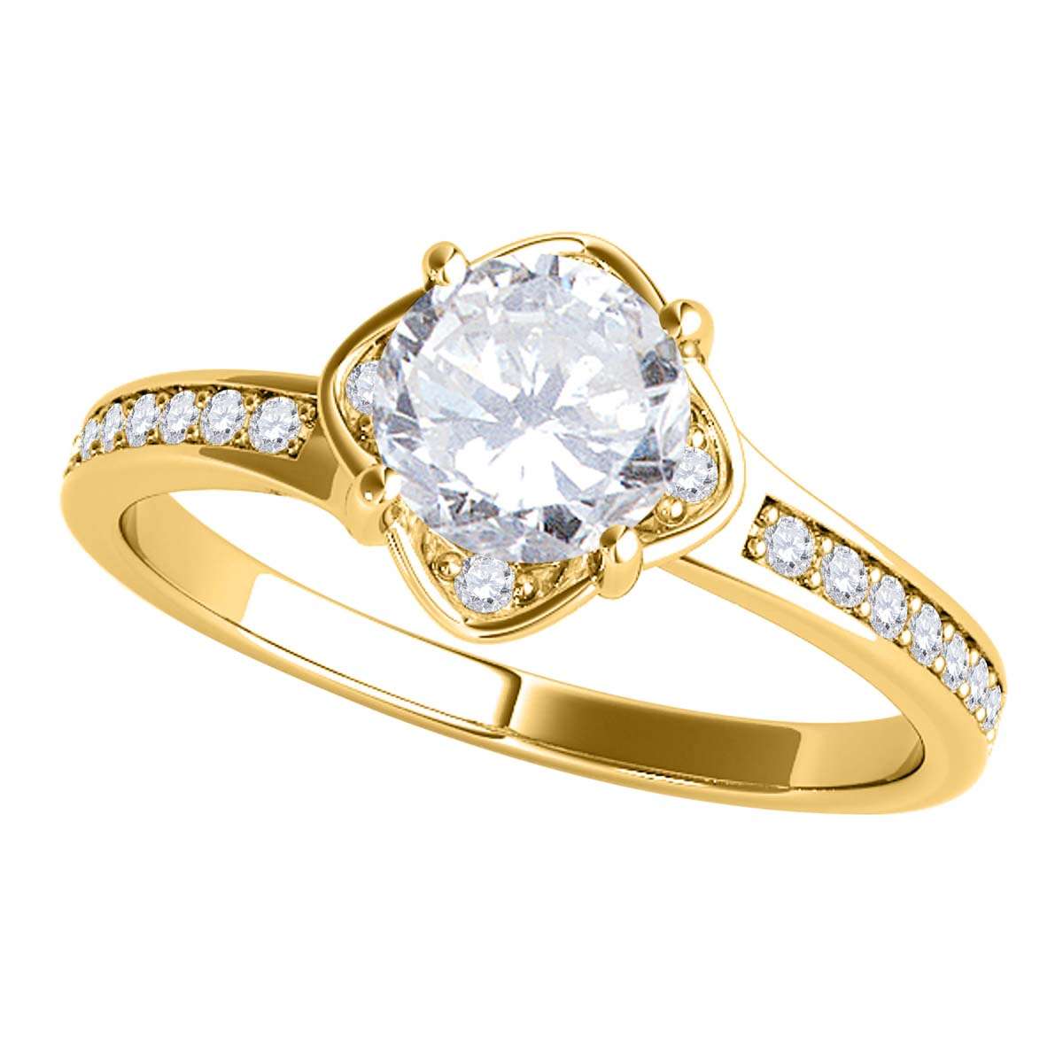 1.15 Carat White Diamond Engagement Ring For Women In 14K Rose White & Yellow Gold Mauli Jewels