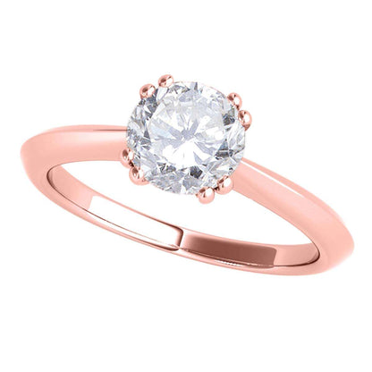 0.5 Carat Natural  Diamond Prong Set Solitaire Engagement Rings In 10K Yellow White & Rose Gold