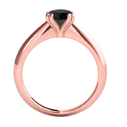 0.5 Carat Natural Black Diamond Prong Set Solitaire Engagement Rings In 10K Yellow White & Rose Gold