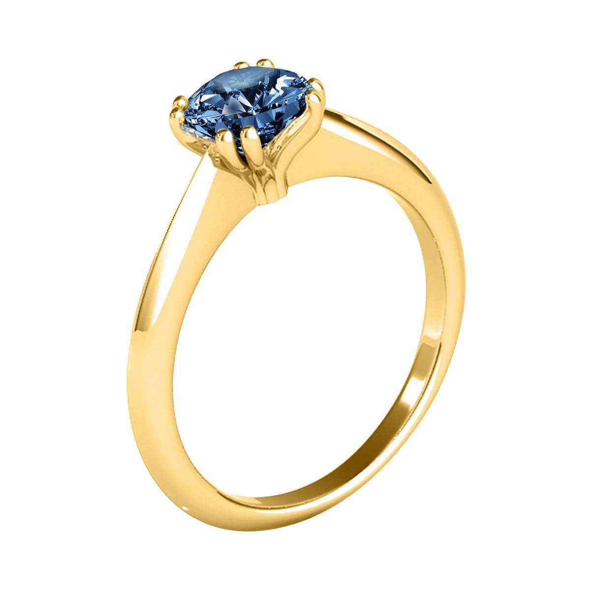 0.5 Carat Natural Blue Diamond Prong Set Solitaire Engagement Rings In 10K Yellow White & Rose Gold