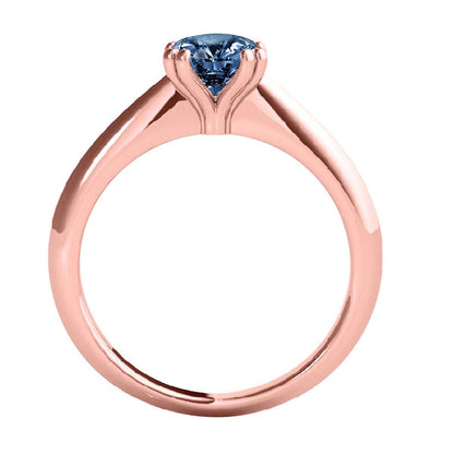 1.00 Carat Natural Blue Diamond Prong Set Solitaire Engagement Rings In 10K Yellow White & Rose Gold