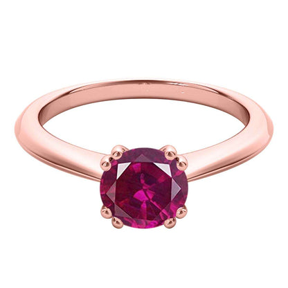 1.00 Carat Ruby Gemstone Solitaire Engagement Rings For Women in 10K White Rose & Yellow Gold