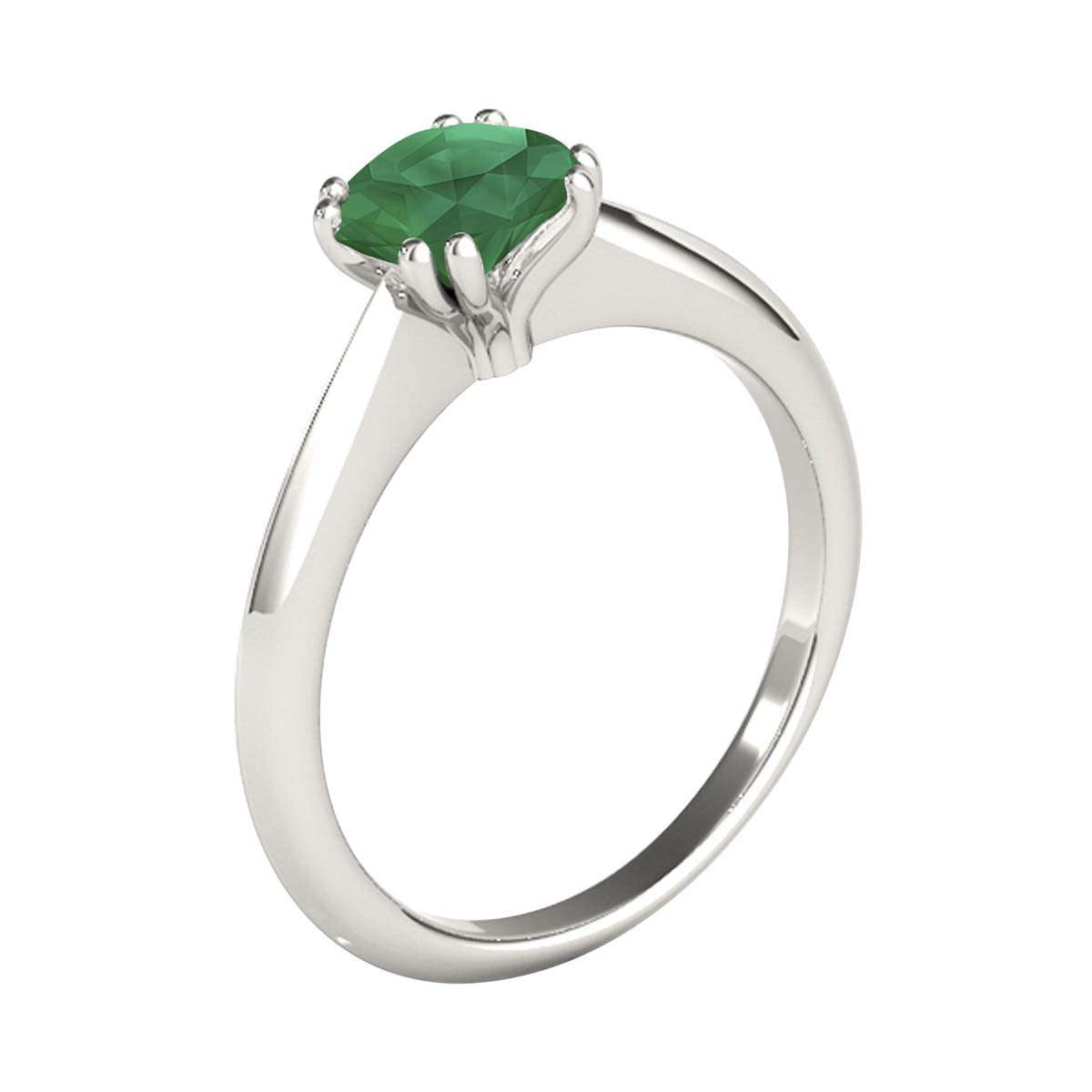 1.00 Carat Emerald Gemstone Solitaire Engagement Rings For Women in 10K White Rose & Yellow Gold